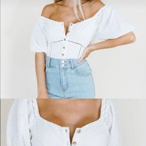 NWT Kittenish white off the shoulder body suit.